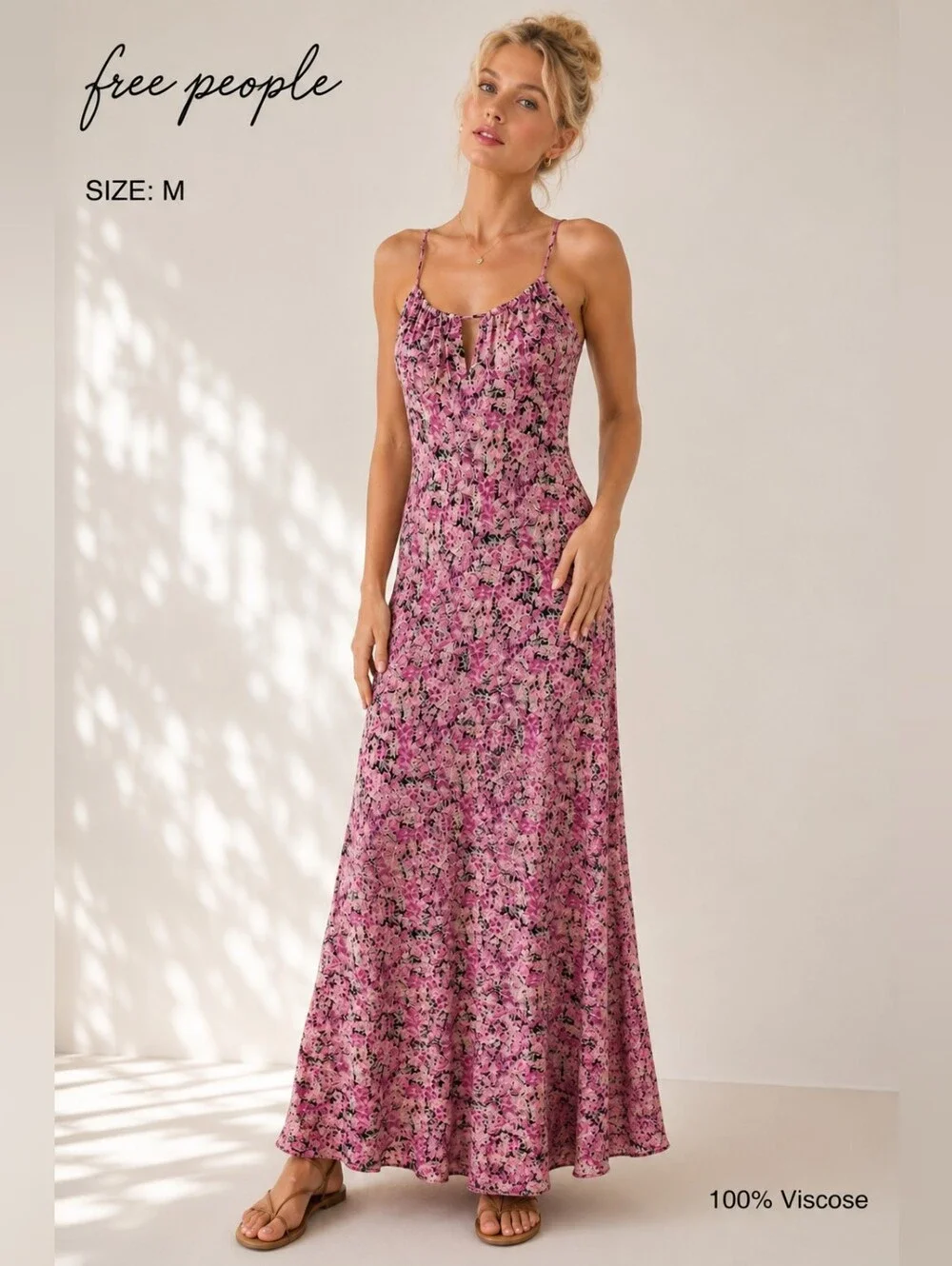 Free People Women’s Bon Voyage Midi Dress Black Combo Floral NWT M